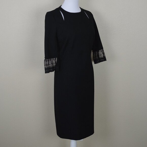 Carlisle New York Lace Bell Sleeve Ponte Sheath Dress - Picture 4 of 8